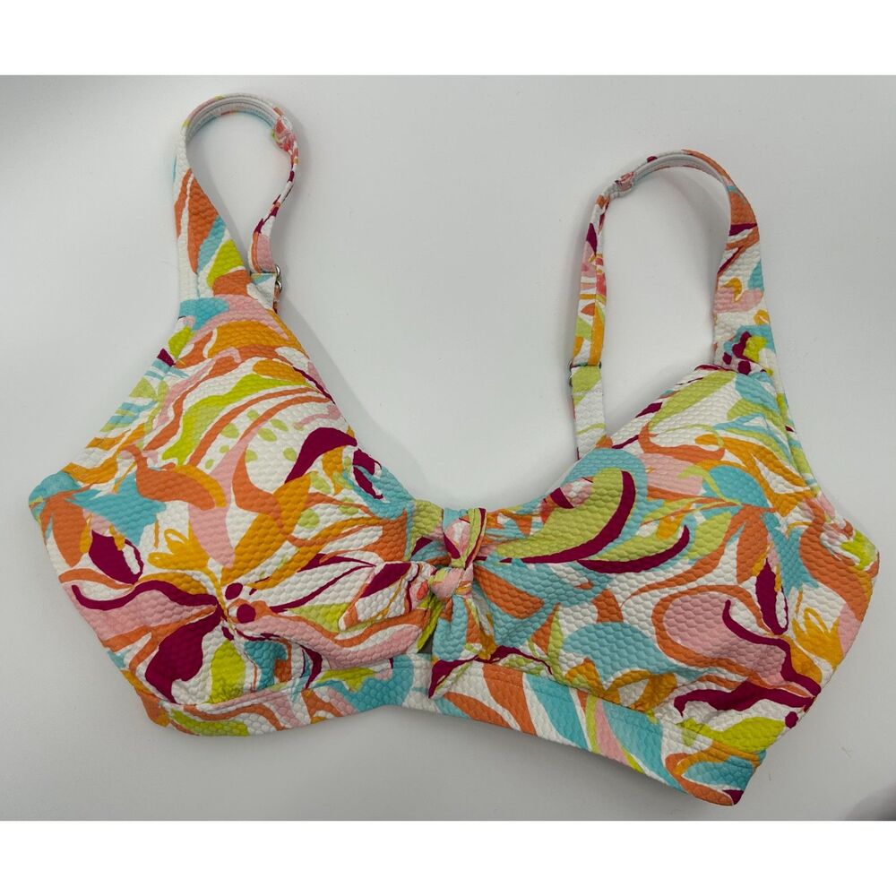 BIRDSONG Tie Front Bikini Top 36DD Underwire Swim Tropical Bird Song